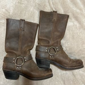 Frye 12R Harness Brown Pull On Square Toe Western Boots Women’s 8.5 Shoes